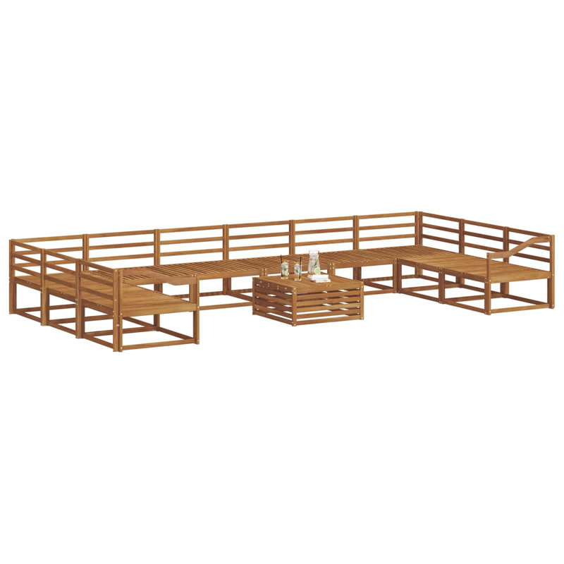  Outdoor Sofa Set 11 Pcs Natural Solid Acacia Wood