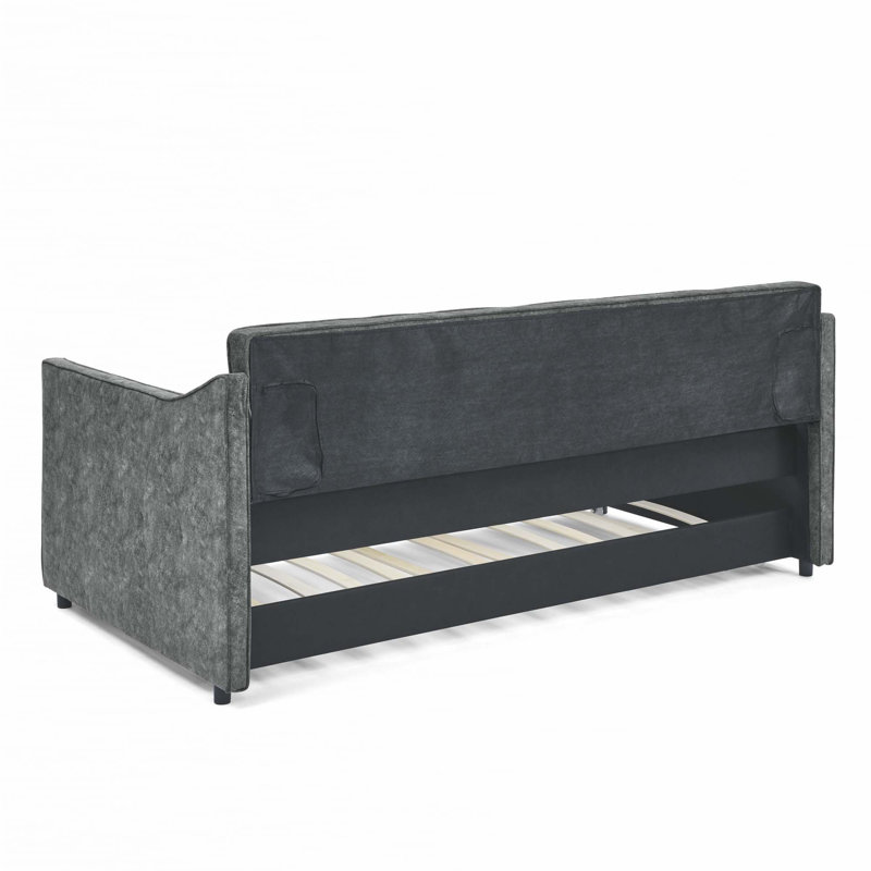 Twin Size Daybed with Twin Size Trundle, Gray
