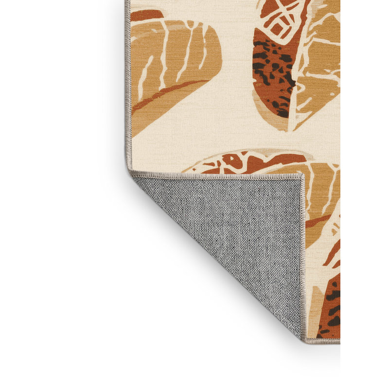 Machine Washable Olney Taco Global Inspired Block Print Rug in Beige – Beige Binding, 7x10