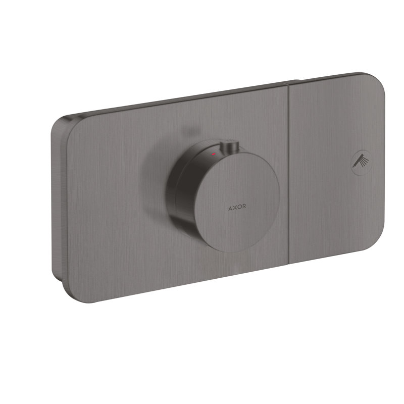 Modern 2-Handle 5" Wide Thermostatic Shower Valve Trim, Brushed Black Chrome
