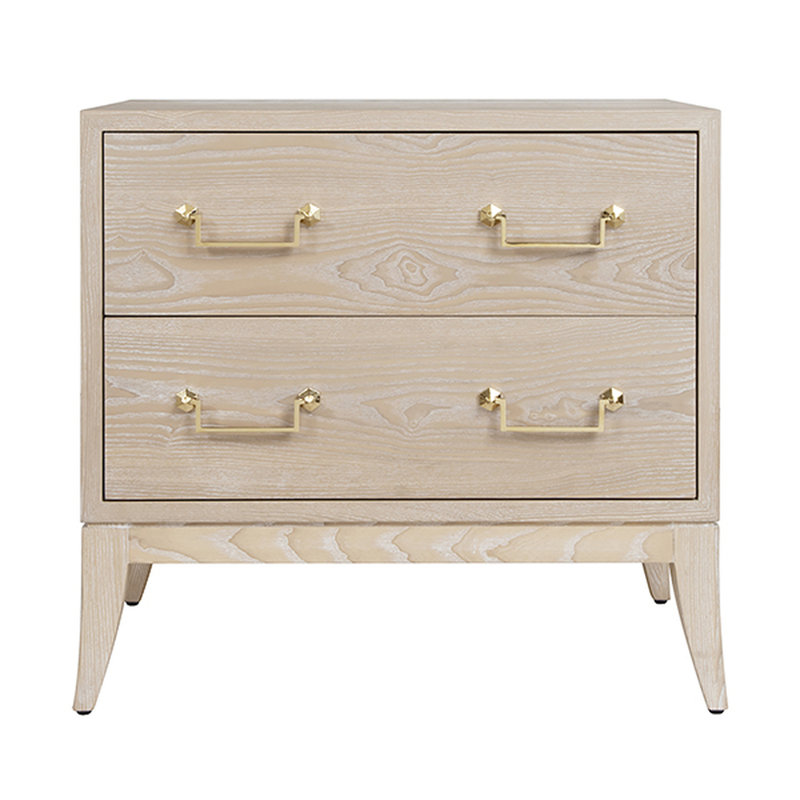 Cassie Contemporary Beige Solid Wood Side Table with Storage
