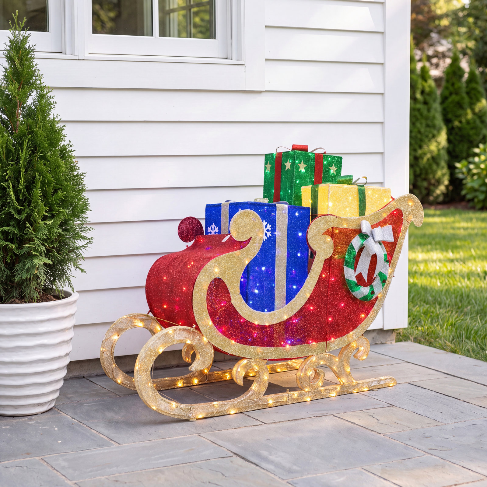 5' Outdoor Christmas Sleigh with Gift Boxes