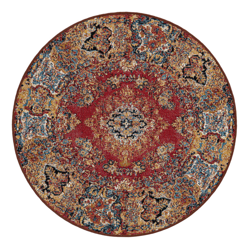 Indoor/Outdoor Traditional Area Rug, Round 3'1"
