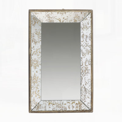 Miroir rectangulaire 20 po x 12 po avec détails floraux, plateau de présentation en miroir et miroir mural