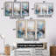 Gris et bleu, vagues vives fluides II - art mural abstrait-103153356-103153357