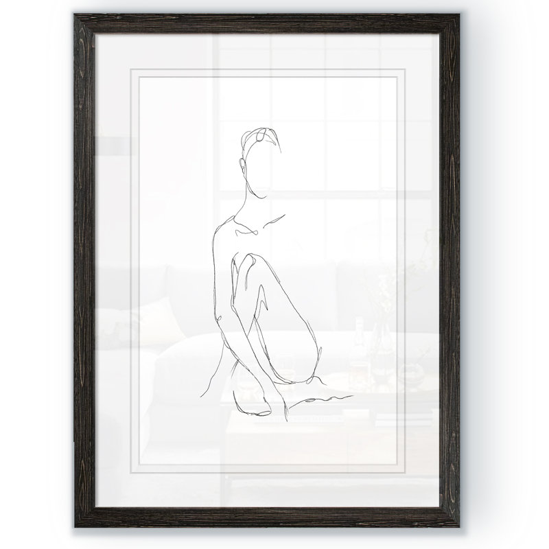 «Nude Contour Sketch II» par Paul Cezanne - reproduction d'art encadrée, H 30 po x l 22 po x P 1,25 po, Papier encadré ébène