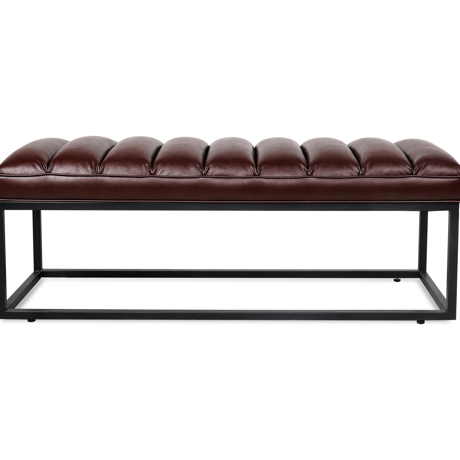 Latitude Run® Bedroom Entryway Bench With Metal Frame & Dark Brown Pu ...