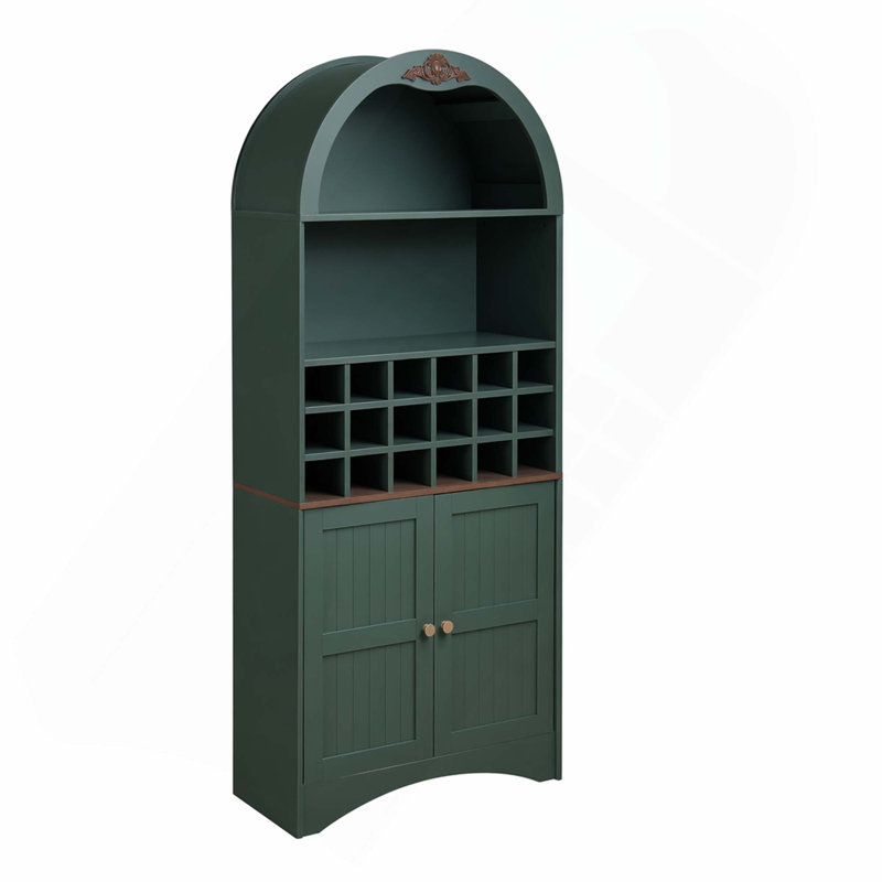 Armoire à vin autoportante anti-rayures avec support amovible et tablettes réglables, Vert