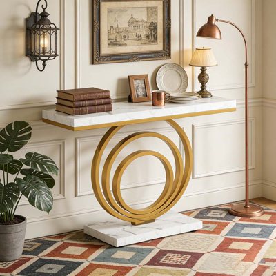 Narrow Entryway Sofa Table with Ring Base