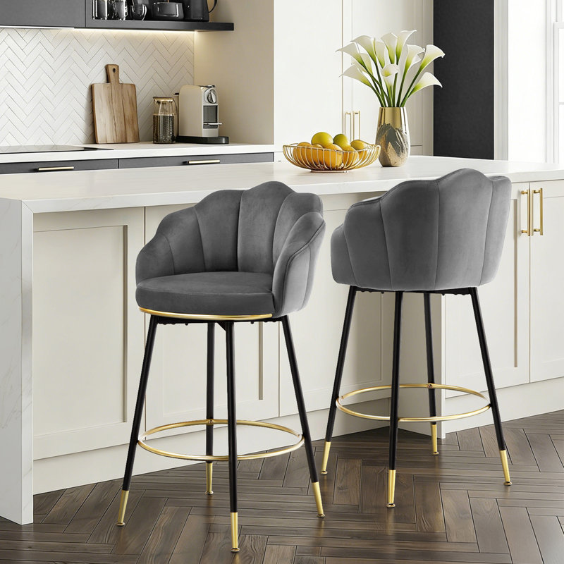  Tabouret de bar rotatif 29 po Olvina, Gris