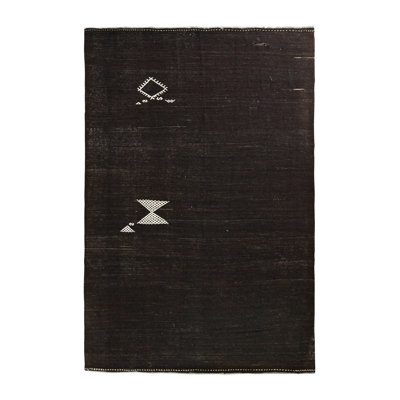 One-of-a-Kind Hand-Knotted 7'1" x 11' Wool Area Rug in Brown/White