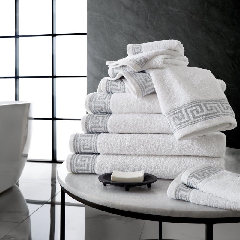 8 Piece Greek Towel Bale Set - Standard Cotton Luxury Soft & Quick Dry Towelette, 4 Face, 2 Hand and 2 Bath Towels Set, White