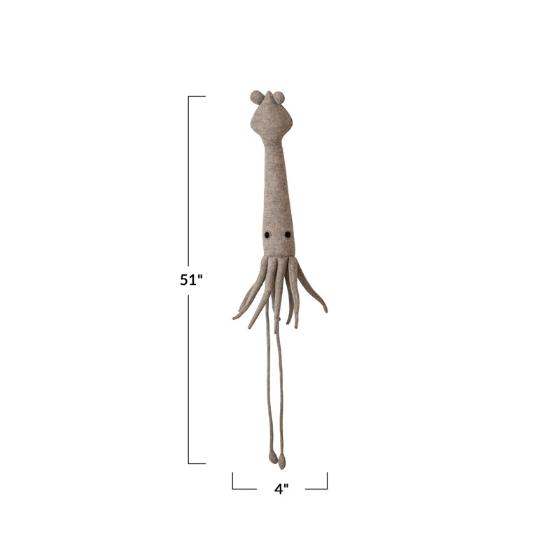 Handmade Wool Felt Squid Wall Hanging