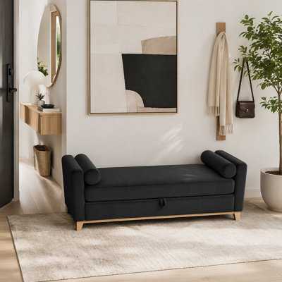 Banc rembourré en bois massif
