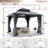 Aluminum Patio Gazebo - Galvanized Steel Hardtop Gazebo with Curtains & Netting-108467017