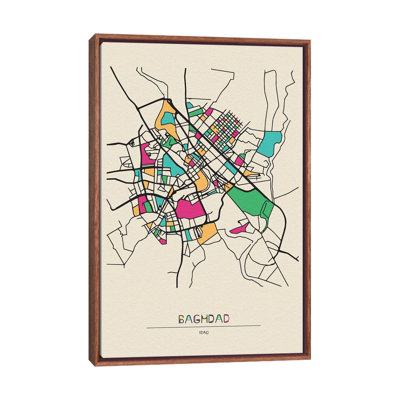 Baghdad, Iraq Map by Ayse Deniz Akerman - Print on Canvas