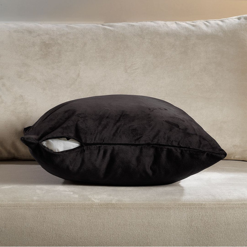 Matte Velvet Cushion Cover - 1 Pc, 41cm x 41cm, Onyx