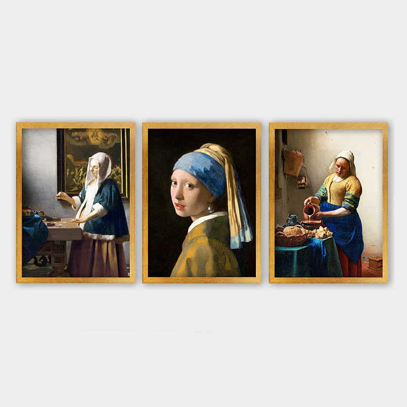 Superbe ensemble de peintures décoratives encadrées (3 pièces) de 21,7 po x 29,5 po chacune | Cadre 100% bois avec polystyrène de 0,8 pouce | Impression numérique UV | Parfait pour la décoration murale de salon, de bureau et de galerie