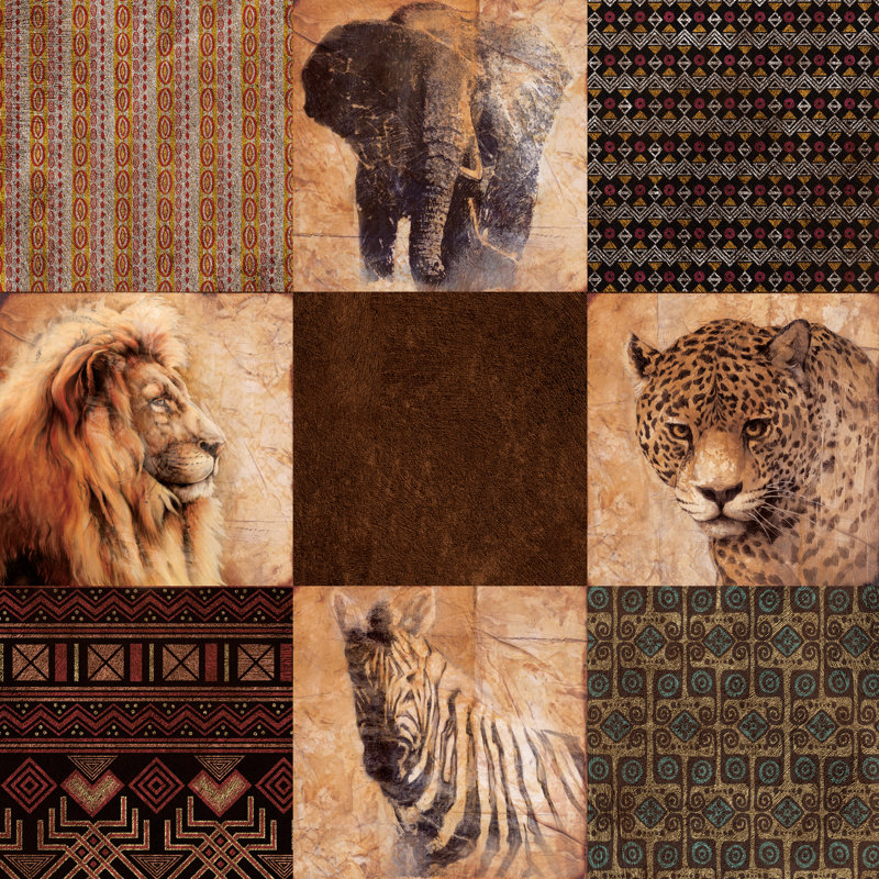 Animals And Patterns - Wrapped Canvas Print, 122cm H x 122cm W x 3.8cm D