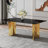 Modern 7-Piece Rectangular Faux Marble Tempered Glass Dining Set with Faux Leather C-Shaped Chairs-814021569