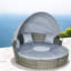 Ensemble de conversation près de la piscine, ensemble de mobilier modulaire de patio, lit de jour rond en rotin 4 pièces