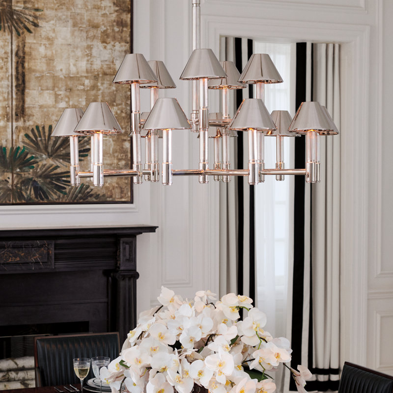 Ralph Lauren Barrett 9 Light Chandelier, Polished Nickel