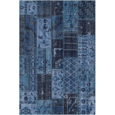 Fusion Wool Southwestern Area Rug in Blue