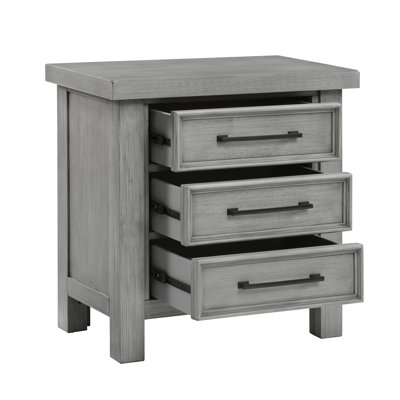 Transitional Antique Gray Finish Nightstand of 3x Drawers Classic Bedroom Furniture 1pc Bedside Cabinet