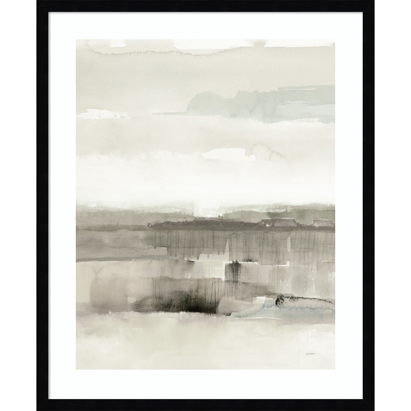 Influence Of Line And Color Neutral Crop by Mike Schick, Black Framed Paper, 28.12" H x 23.12" W x 0.88" D