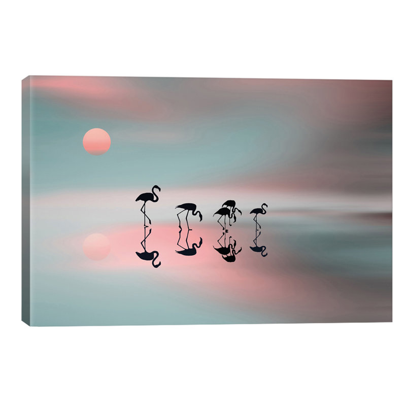 A Family Of Flamingos by Natalia Baras - Wrapped Canvas Print, 101.6 cm H x 66.04 cm W x 3.175 cm D