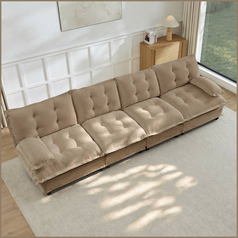 Canapé modulaire en chenille capitonné 138 po, Café