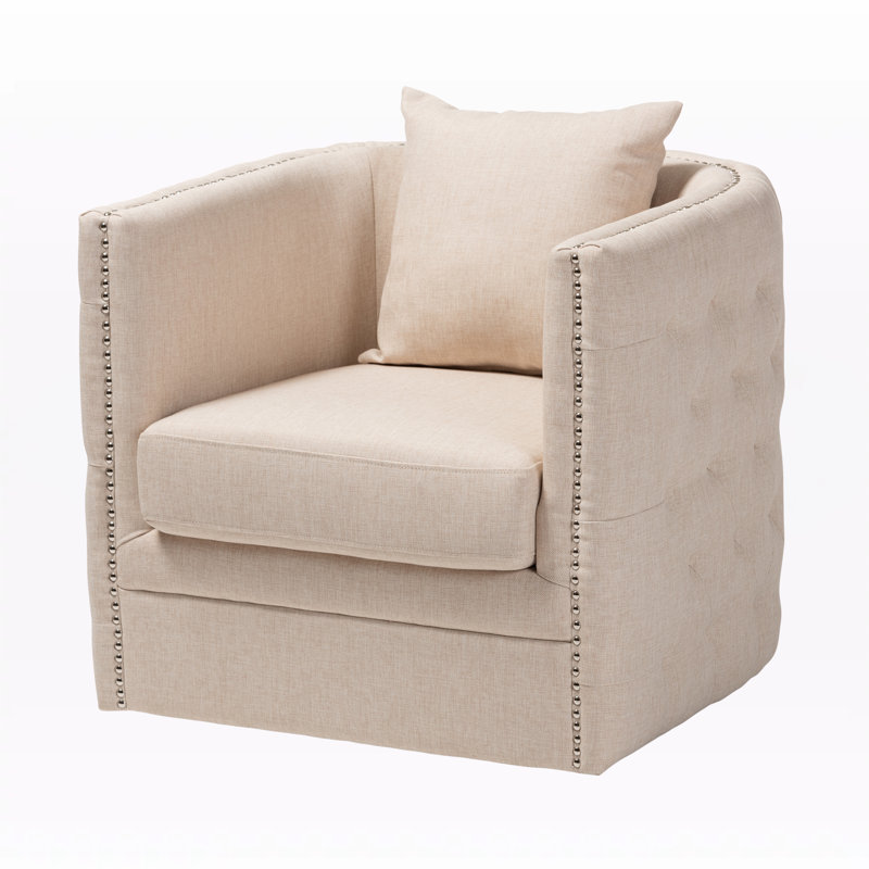 Gerdhilde 76.2Cm Wide Polyester Swivel Armchair, Beige 100% Polyester