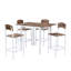 Ensemble de table de salle à manger à hauteur de comptoir 5 pièces à hauteur de comptoir avec chaises pour 4 personnes, cadre blanc + plateau rustique brun
