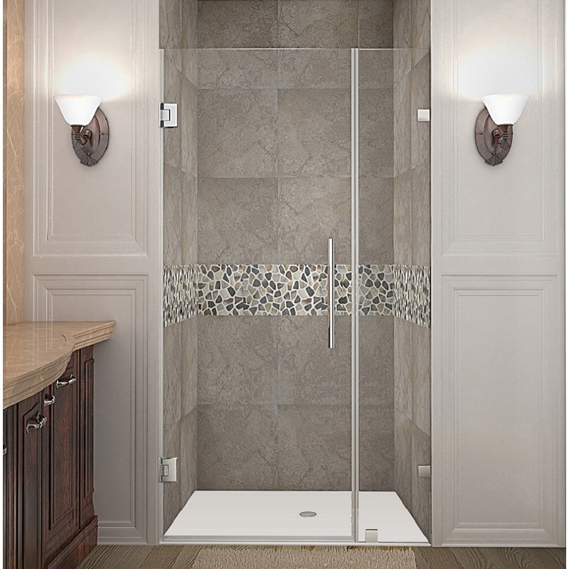 Nautis 33" x 72" Hinged Completely Frameless Shower Door, Chrome
