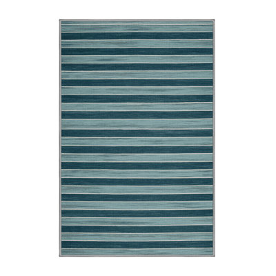 Machine Washable Horizontal Stripes Gray Area Rug