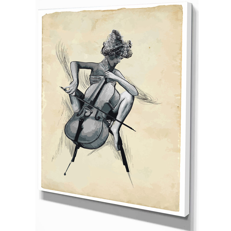 Reproduction d’art sur toile tendue music’chello playe, H 20 po x l 12 po x P 1po