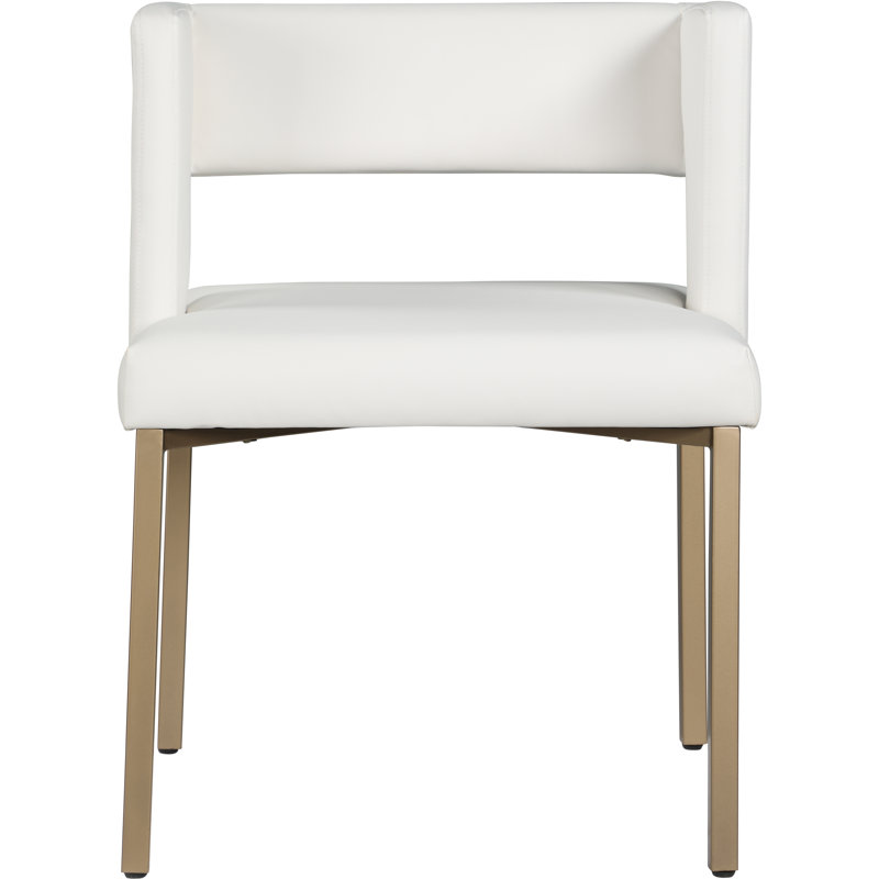 White Faux Leather Dining Chair with Gold Legs