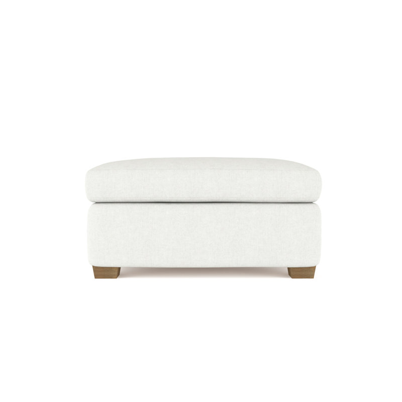 Rivington Ottoman, Box Weave Linen Blue Print, Weathered