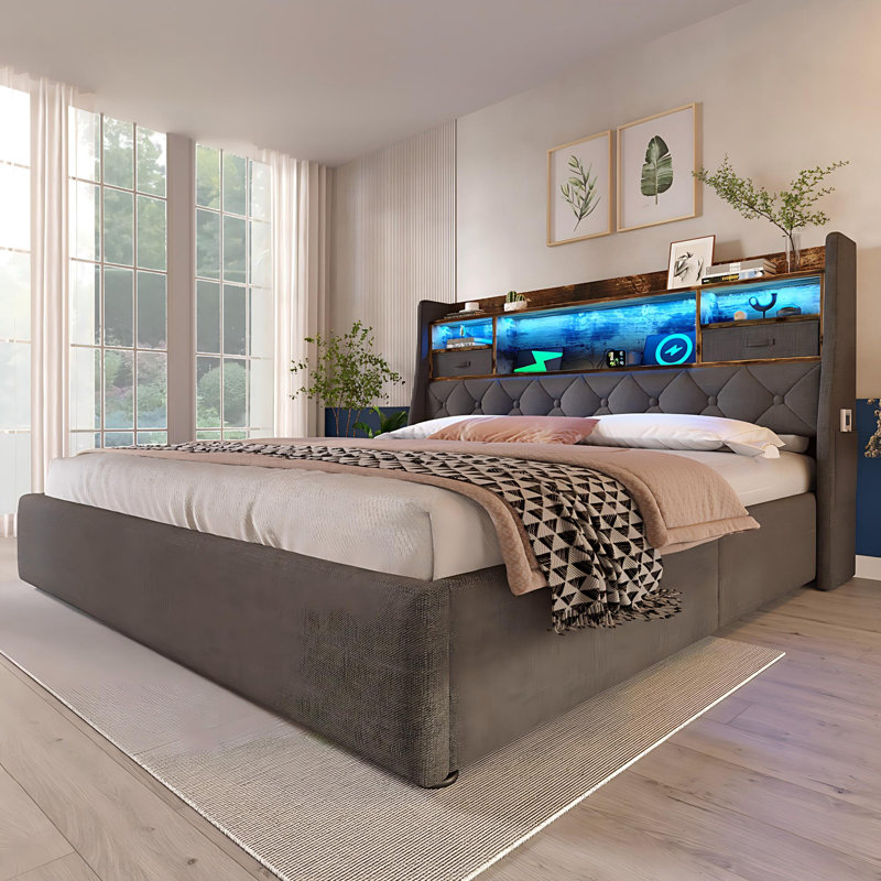 Upholstered Ottoman Storage Bed, Super King (6')