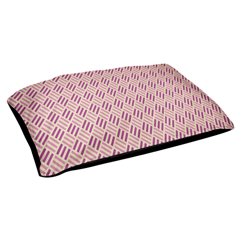 Coussin pour chien à rayures losanges Byrge, Grand (l 42,5 po x P 32,5 po x H 14 po), Crème / rose / corail