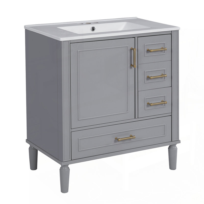 Modern Bathroom Vanity with Abundant Storage and Functional Design, Grey