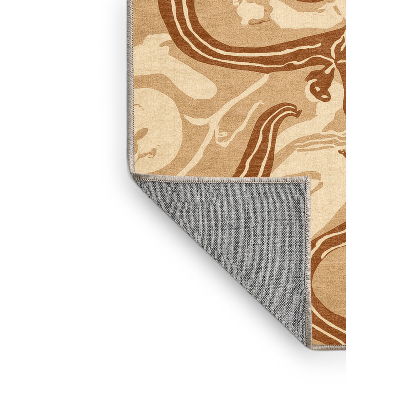 Machine Washable Ulster Hydra Eclectic Abstract Rug in Beige – Beige Binding, 7x9