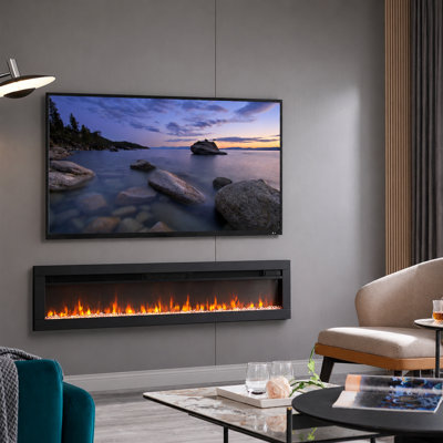 DILTON FLAMEKO Black Electric TV Stand