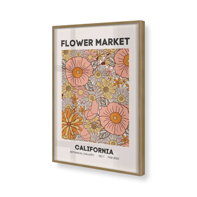 Impression rétro du marché aux fleurs de Californie