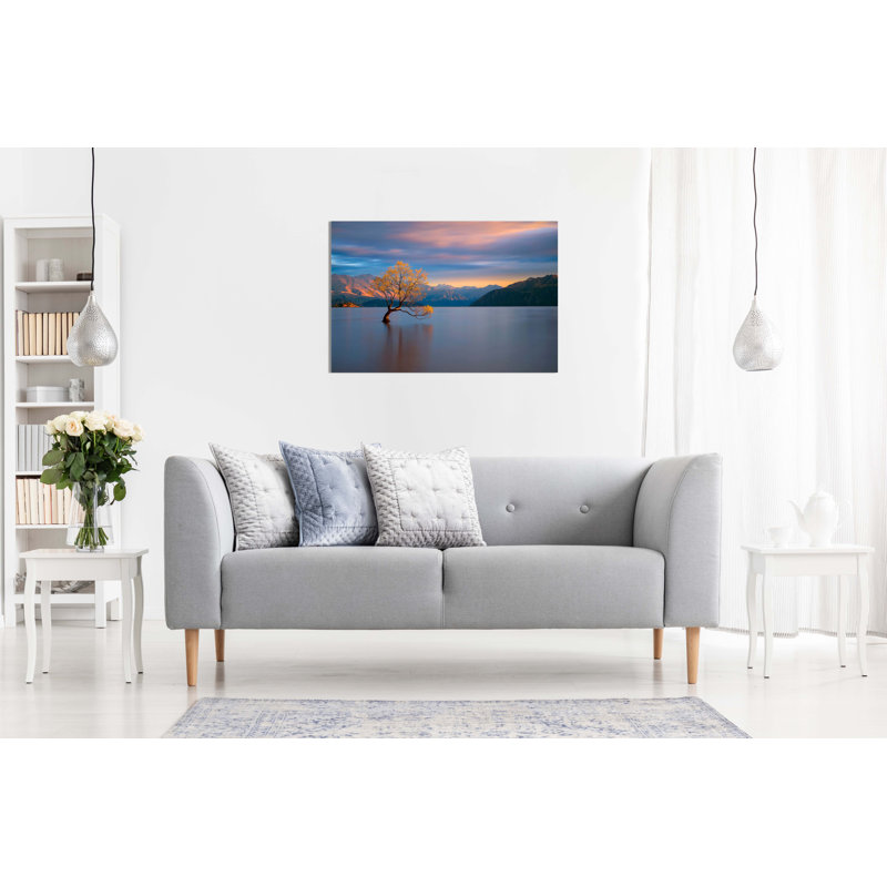 Panther Print Fine Art Prints Sunrise On Lake Wanaka Tree Artistic Framed Canvas Prints, Pictures For Home Walls, Bedroom, Living Room & Bathroom Decor - Wrapped Canvas Art Prints