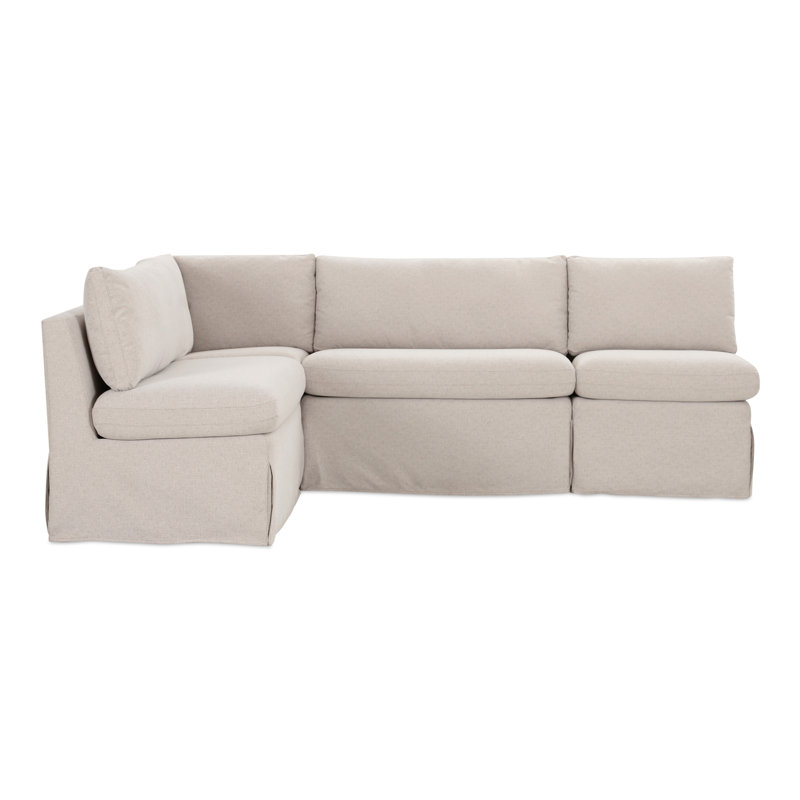 Gusella Slipcover Dining Banquette Beige 121In, L-Shape, 31.75" H x 96" W x 67.5" D