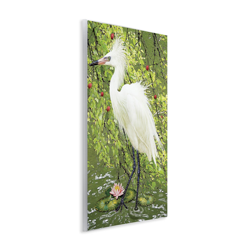 Plaque murale Sophon Heron in Pond Shore, design par Rosiland Solomon, H 19 po x l 13 po