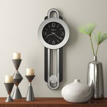 23-inch Tall Concise Modern Pendulum Wall Clock Natural Hardwood Convex  Crystal Frame Door Pendulum Clock, Home Decor - P00083