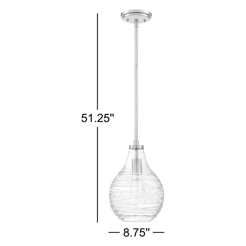 Luminaire suspendu à 1 lumière en forme de goutte, Chrome poli