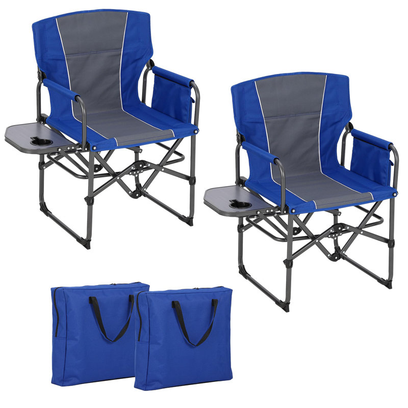 Oversized Heavy Duty Director's Camping Chair, Portable Folding Outdoor Lawn Chair with Side Table, Storage Pocket, Supports 330 lbs